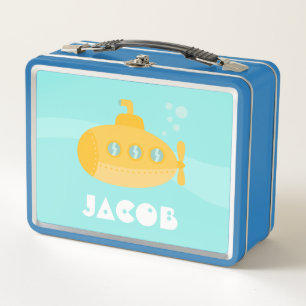 Süßes gelbes U-Boot Unterwasser Kinder Personalize Metall Brotdose