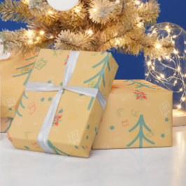 Süßes gelbes Weihnachten Geschenkpapier