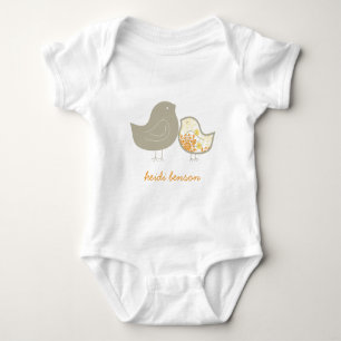 Süßes Gelbes Whimsical Cute Damast Küken T-Shirt Baby Strampler