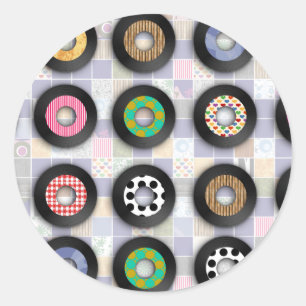 Süßes gemustertes 45er-Schallplatten Runder Aufkleber