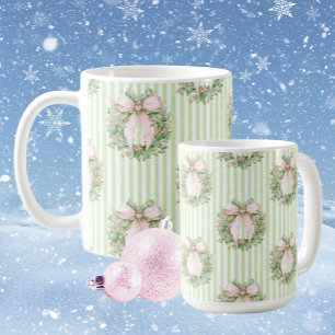 Süßes gemütliches Cottage Pink Grün Weihnachten Kaffeetasse