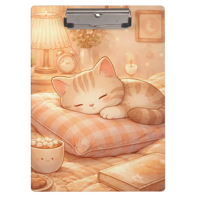Süßes gemütliches schlafendes Katze Klemmbrett (Vorderseite)