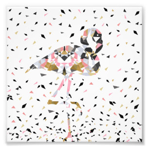 Süßes geometrisches Flamingo-Abstraktdesign Fotodruck
