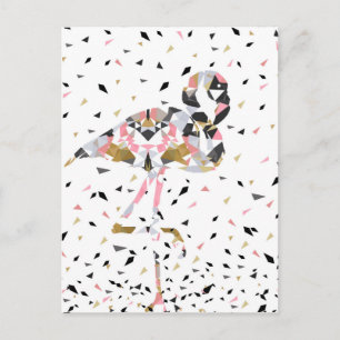 Süßes geometrisches Flamingo-Abstraktdesign Postkarte