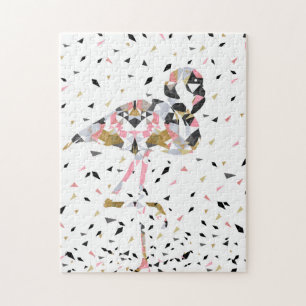 Süßes geometrisches Flamingo-Abstraktdesign Puzzle