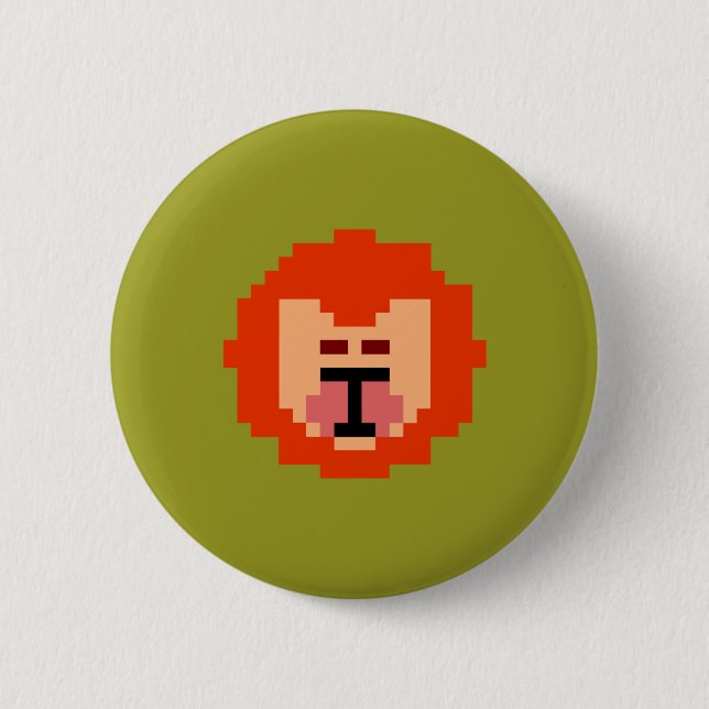 Süßes gepixeltes Löwengesicht  Button (Vorderseite)