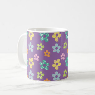 Süßes gepunktetes Blumenmuster Lila Kaffeetasse