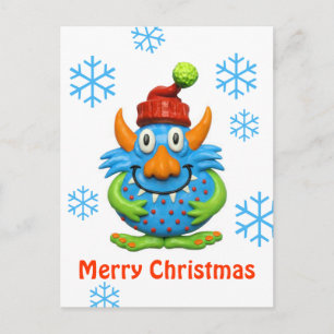 Süßes gepunktetes Monster-Weihnachten Feiertagspostkarte