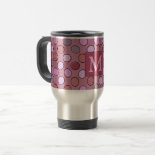 Süßes gepunktetes rosa Muster Monogramm Reisebecher
