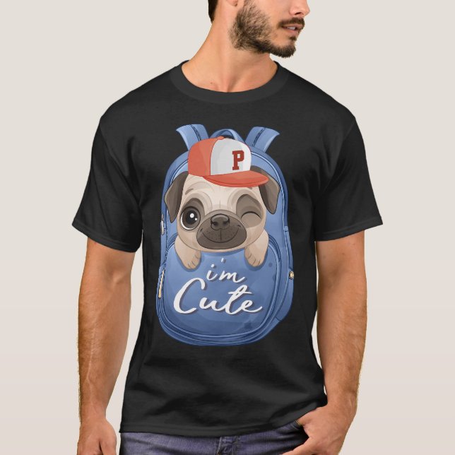 Süßes Gesicht Mops Hund T-Shirt (Vorderseite)
