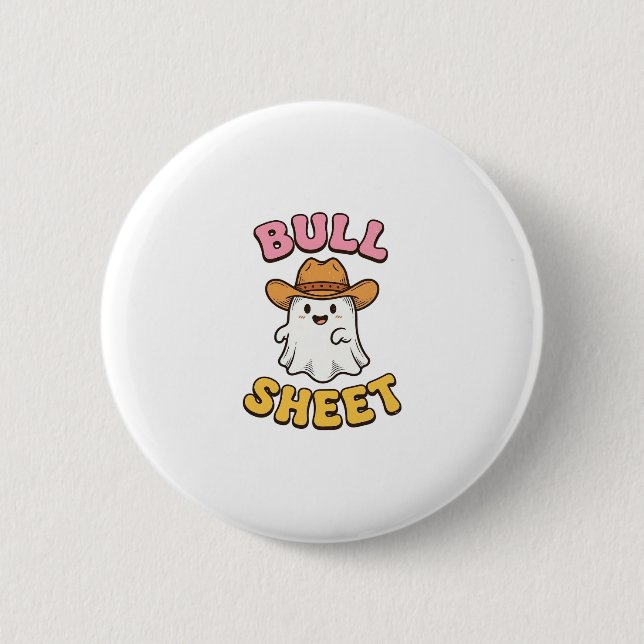 Süßes Gespenst-Cowboy-Vintage-Fun-Shirt Button (Vorderseite)
