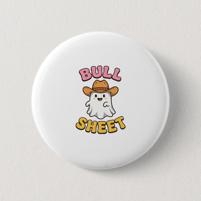 Süßes Gespenst-Cowboy-Vintage-Funny-T-Shirt Button (Vorderseite)