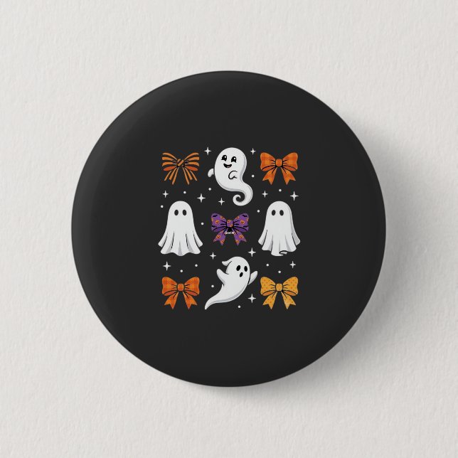 Süßes Gespenst mit Schleifen Halloween-Design_1 Button (Vorderseite)