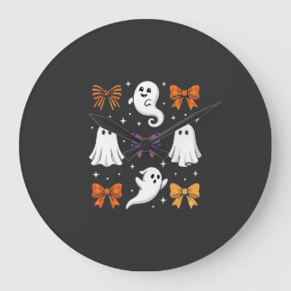Süßes Gespenst mit Schleifen Halloween-Design_1 Große Wanduhr