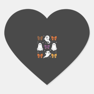 Süßes Gespenst mit Schleifen Halloween-Design_1 Herz-Aufkleber