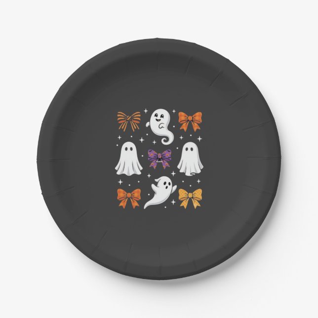 Süßes Gespenst mit Schleifen Halloween-Design_1 Pappteller (Vorderseite)
