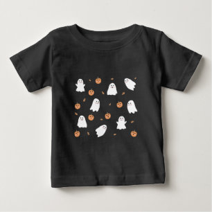 Süßes Gespenst- und Kürbis-Schwarz-Halloween-Muste Baby T-shirt