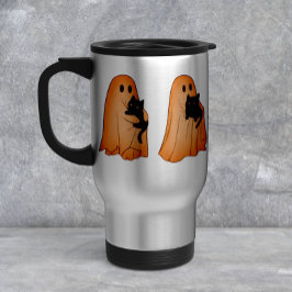 Süßes Gespenst und schwarze Katze Halloween-Tasse Reisebecher