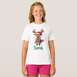Süßes Gestricktes-Rentier-Weihnachten-Illusions-T- T-Shirt
