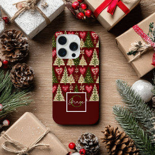 Süßes gestricktes Weihnachtsbaum-Muster iPhone 15 Pro Hülle