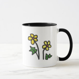 Süßes Gezeichnet Gelbe Blume Tasse
