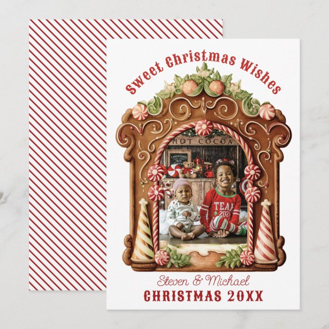 Süßes Gingerbrot Foto Feiertagskarte (Vorne/Hinten)