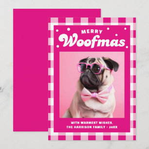 Süßes Gingham-Muster Frohe Woofmas Feiertagskarte
