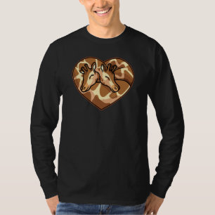Süßes Giraffen-Paar Herzform Liebes Tiere T-Shirt