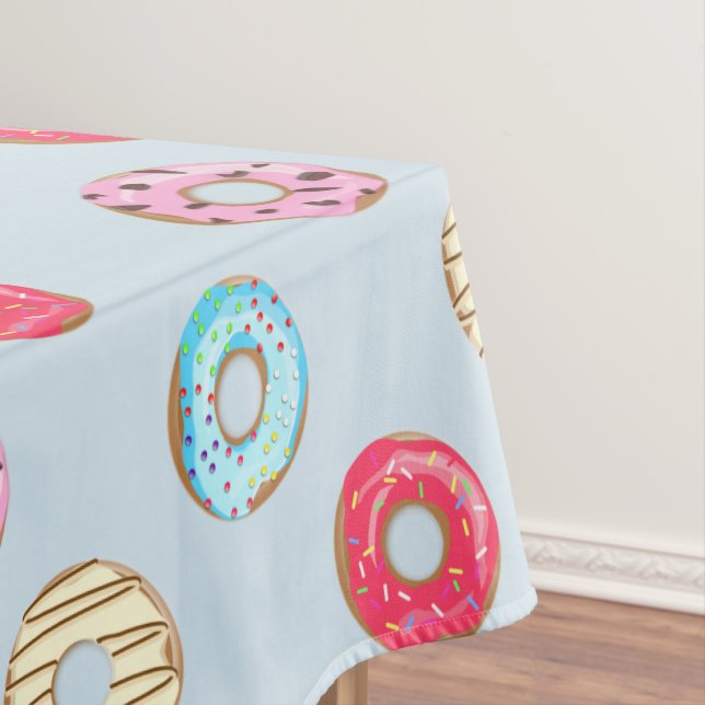 Süßes glasiertes Donut-Muster Hellblau Tischdecke (Beispiel)