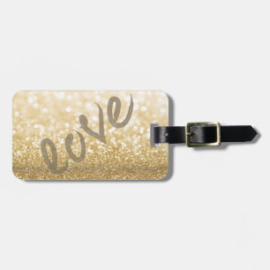 Süßes, glitzerndes Gold Bokeh, Liebe-Personalisier Gepäckanhänger
