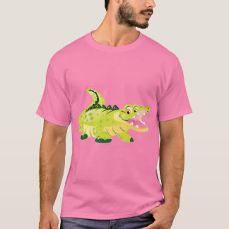 Süßes glückliches Baby-Alligator-Cartoon-Rosa-Graf T-Shirt