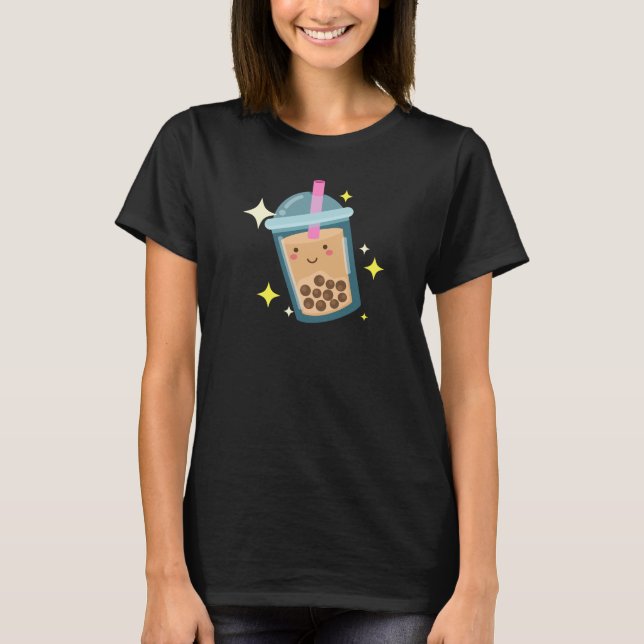Süßes Glückliches Bubble-Tea-Design  T-Shirt (Vorderseite)