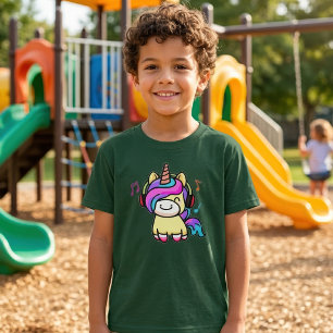 Süßes glückliches Kawaii-Baby-Einhorn mit Kopfhöre T-Shirt