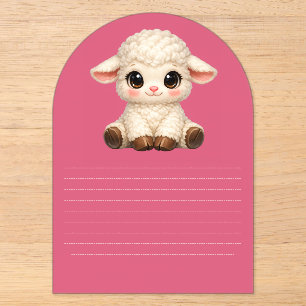 Süßes glückliches Schaf mit großen Augen Kawaii Fa Acryleinladungen