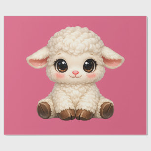 Süßes glückliches Schaf mit großen Augen Kawaii Fa Geschenkpapier