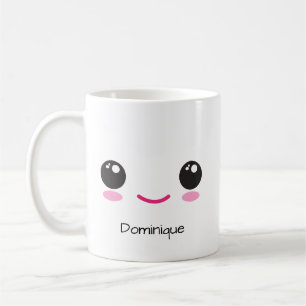 Süßes, glückliches und freches Kawaii-Gesicht indi Kaffeetasse