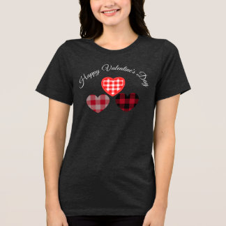 Süßes glückliches Valentinstag Karo-Herz T-Shirt Tri-Blend Shirt