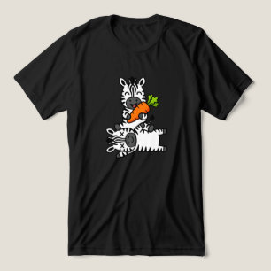 Süßes glückliches Zebra mit Karotten-Cartoon-Spaß- Tri-Blend Shirt
