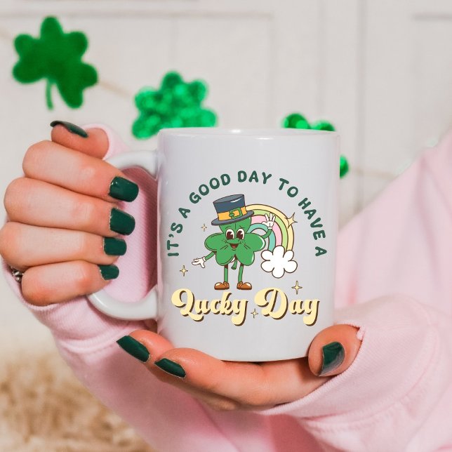 Süßes Glücksklee-Retro-Regenbogen – St. Patrick’s  Kaffeetasse (Von Creator hochgeladen)