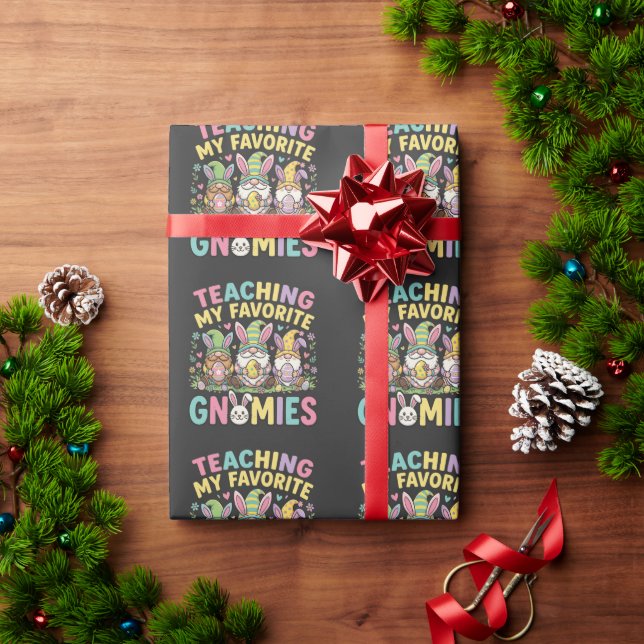 Süßes Gnom-Lehrer-Design Unterrichten  Geschenkpapier (Feiertagsgeschenk)