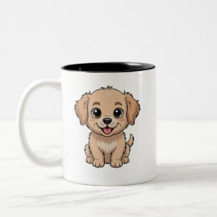 Süßes Golden Retriever Welpen Design Zweifarbige Tasse