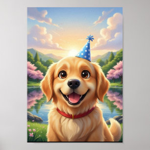 Süßes Golden Retriever Welpen Geburtstagsplakat Poster