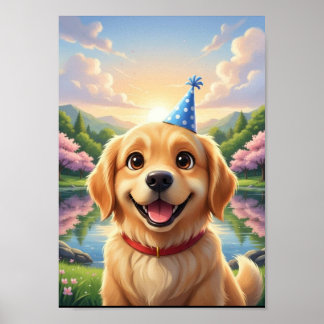 Süßes Golden Retriever Welpen Geburtstagsplakat Poster