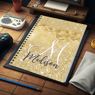 Süßes goldenes Ombre-Glitter-Tropfen-Monogramm Notizblock