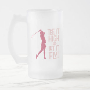 Süßes Golf-Shirt für Frauen Lustiger Humor Sport M Mattglas Bierglas