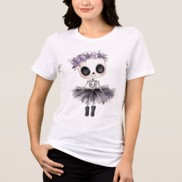 Süßes gothisches Skelett-Mädchen mit lila Blumen H Tri-Blend Shirt