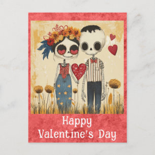 Süßes gothisches Valentinstag-Skelett-Paar Postkarte