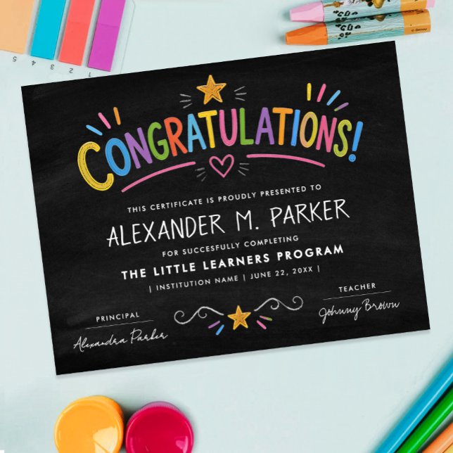 Süßes Gratulations Farbige Urkunde Kinder Poster (Von Creator hochgeladen)