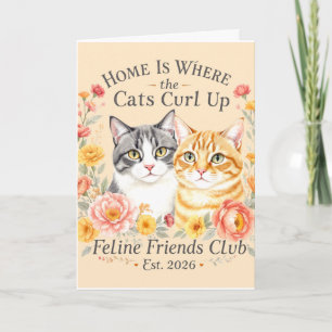 Süßes Grau- und Orange- Tabby-Katze-Liebhaber-Desi Karte