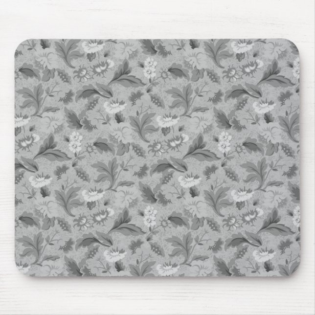 Süßes graues Blumenmuster Mousepad (Vorne)